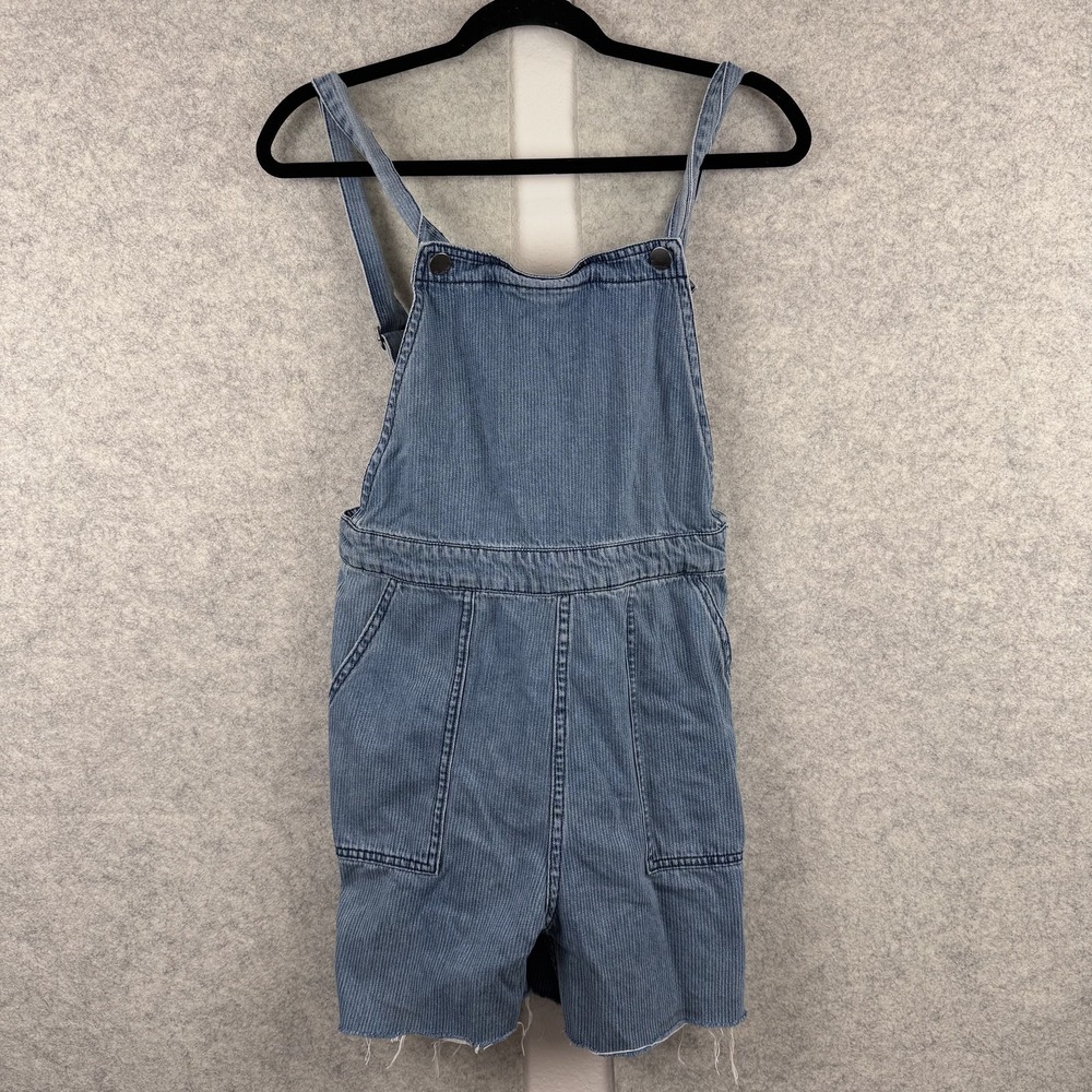 Billabong Overalls Shorts Womens 27 Blue Denim Bib Adjustable Frayed Hem Casual